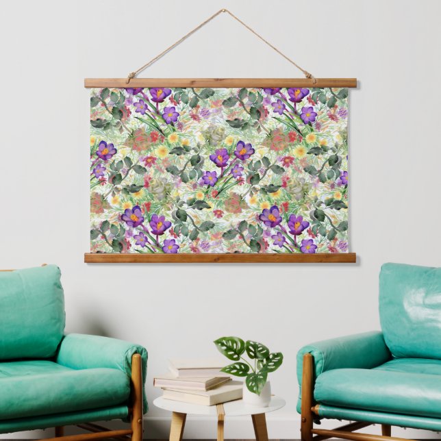 Tapiz Con Marco De Madera Hermosas flores florecientes jardín de verano (Sala de estar)