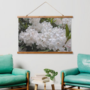 Tapiz Con Marco De Madera Hermoso Rododendro Blanco florece