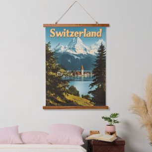 Tapiz Con Marco De Madera Hermosos Alpes Suizos Suiza Montañas Escénicas