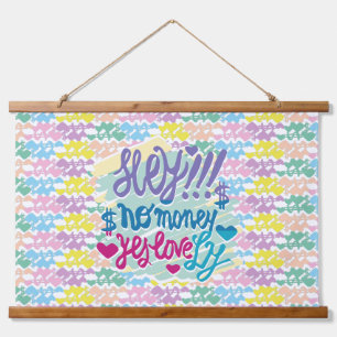 TAPIZ CON MARCO DE MADERA HEY!!! NO MONEY YES LOVE(LOVELY) BY MASANSER