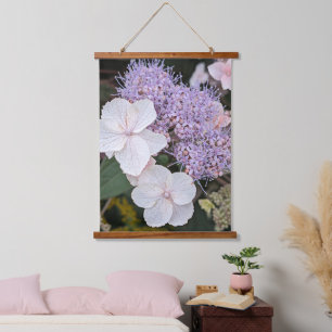 Tapiz Con Marco De Madera Hidrangea Blanca Aspera Floral
