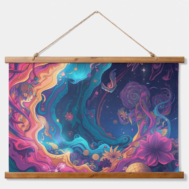 Tapiz Con Marco De Madera Hippie Tapestry (Anverso )