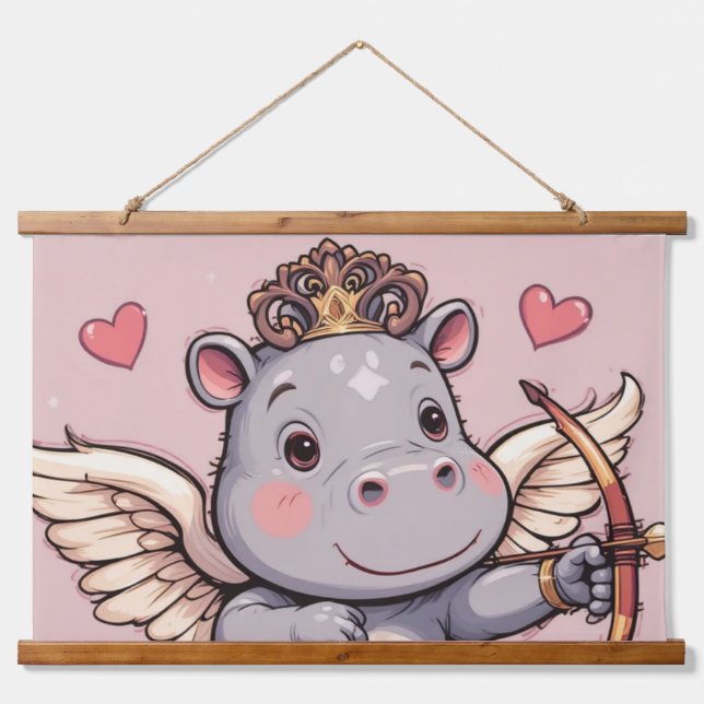 Tapiz Con Marco De Madera Hippo ama cupido (Anverso )