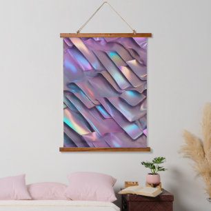 Tapiz Con Marco De Madera Hiridiscente futurista/holográfico abstracto