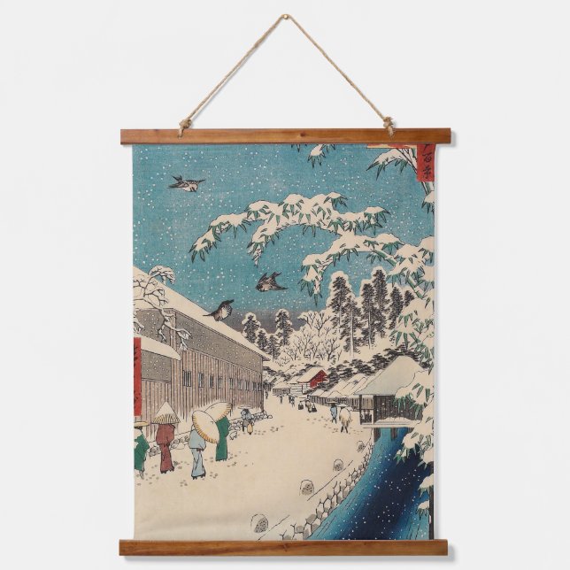 Tapiz Con Marco De Madera Hiroshige paisaje invernal de japón (Anverso)