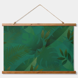 Tapiz Con Marco De Madera Hojas tropicales exóticas místicas de la jungla es