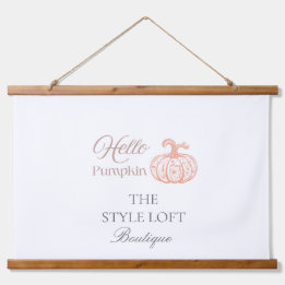 Tapiz Con Marco De Madera Hola Calabaza Branding de Otoño para Tienda Boutiq