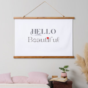 Tapiz Con Marco De Madera HOLA Hermoso, Regalo Inspirador para Ella