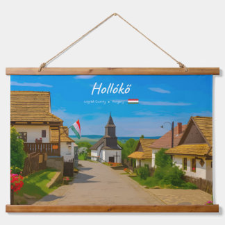 Tapiz Con Marco De Madera Hollókő, Hungría - Calle del Pueblo Histórico
