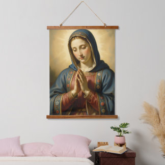 Tapiz Con Marco De Madera Holy Mother of God – Divine Love & Protection