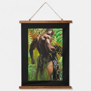 Tapiz Con Marco De Madera Hombre africano bañándose 