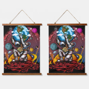 Tapiz Con Marco De Madera Hombre del espacio de Atlas