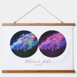 Tapiz Con Marco De Madera Horóscopo de Parejas Personalizadas Aquarius Leo