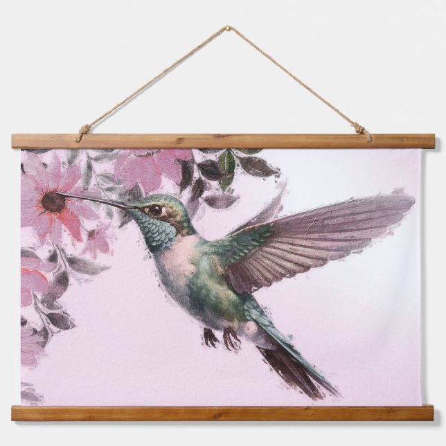 Tapiz Con Marco De Madera Hummingbird Wall Art (Anverso )