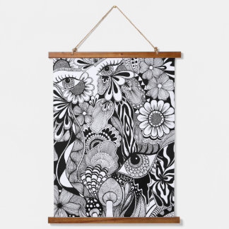 Tapiz Con Marco De Madera I See It Differently –  Monochrome Hand-Drawn Art