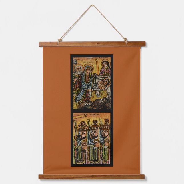 Tapiz Con Marco De Madera Icono de la Natividad Etíope (Anverso)