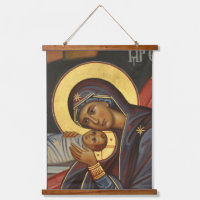 Ícono ortodoxo editable, Theotokos y niño de Crist