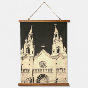 Tapiz Con Marco De Madera Iglesia de San Pedro y San Pablo en tonos sepia Sa