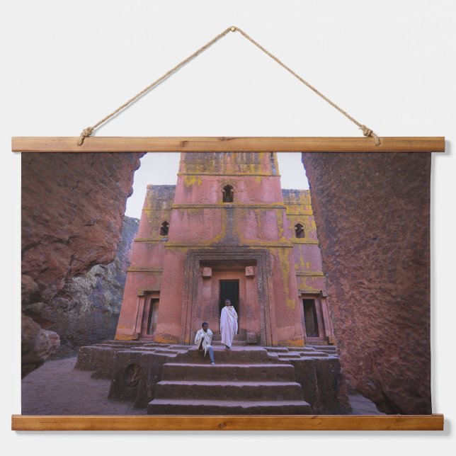 Tapiz Con Marco De Madera Iglesias de Peñón de Etiopía Lalibela Bete Giyorgi (Anverso )