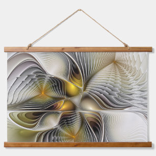 Tapiz Con Marco De Madera Ilusión óptica abstracta fractal 3D con profundida