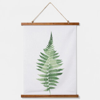 Tapiz Con Marco De Madera Ilustracion botánico del Fern Verde minimalista