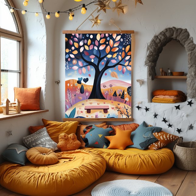 Tapiz Con Marco De Madera Ilustracion caprichoso del árbol otoñal (Subido por el creador)