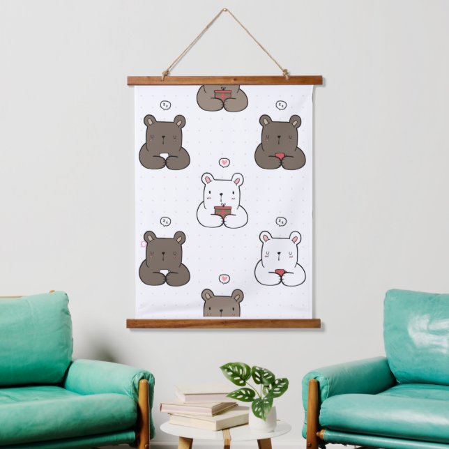Tapiz Con Marco De Madera Ilustración de animales (Sala de estar)