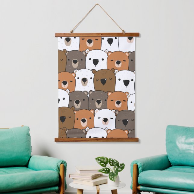 Tapiz Con Marco De Madera Ilustración de animales (Sala de estar)