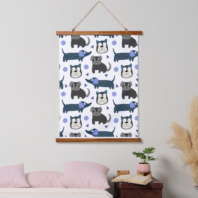 Tapiz Con Marco De Madera Ilustración de animales (Dormitorio)