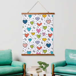 Tapiz Con Marco De Madera Ilustración de Corazones