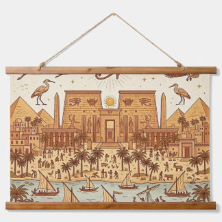 Tapiz Con Marco De Madera Ilustración de la ciudad boho antigua egipcia-Terr
