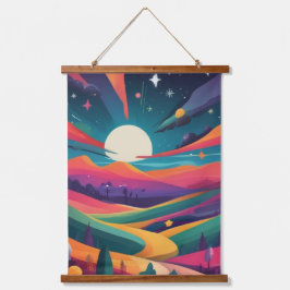 Tapiz Con Marco De Madera Ilustración de paisaje nocturno