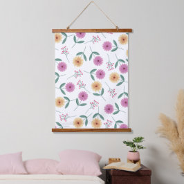Tapiz Con Marco De Madera Ilustración floral
