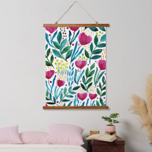 Tapiz Con Marco De Madera Ilustracion floral botánico