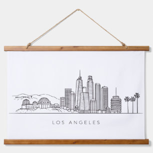 Tapiz Con Marco De Madera Ilustración minimalista del horizonte de Los Ángel