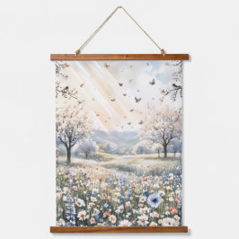 Tapiz Con Marco De Madera Impresión de Arte Botánico Delicado para Pared