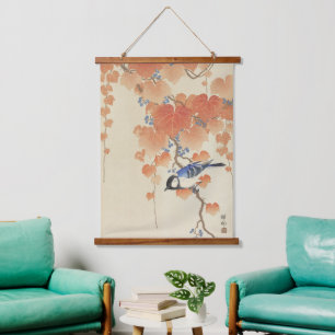 Tapiz Con Marco De Madera Impresión de arte japonés de aves vintage Ohara Ko