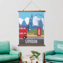 Impresión de viaje retro Londres – Iconos emblemát