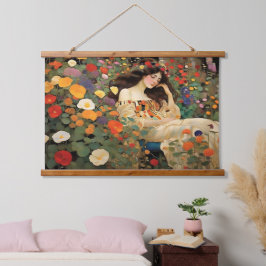 Tapiz Con Marco De Madera Impresión del paisaje de la casa de campo vintage