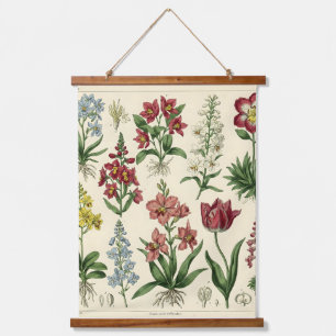 Tapiz Con Marco De Madera Impresiones botánicas, arte floral, pinturas natur