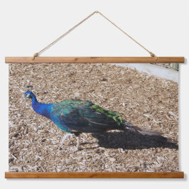 Tapiz Con Marco De Madera Indian Blue Peafowl tapestry