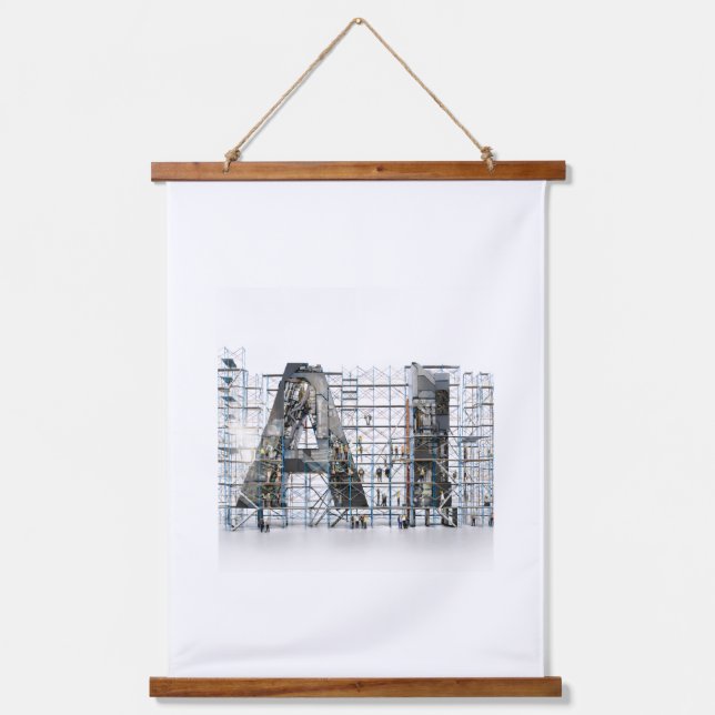 Tapiz Con Marco De Madera Industrial Letterform Architecture Art (Anverso)