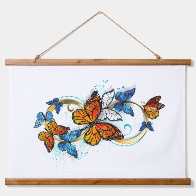Tapiz Con Marco De Madera Infinidad de Mariposas Monarca (Anverso )