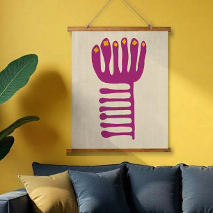 Tapiz Con Marco De Madera Inspirado en Matisse Morado y Amarillo