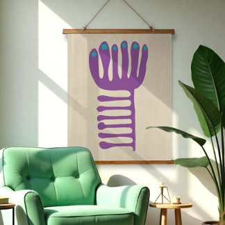 Tapiz Con Marco De Madera Inspirado en Matisse Morado y Azul
