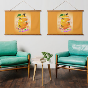 Tapiz Con Marco De Madera Inspirador Yoga Wellness