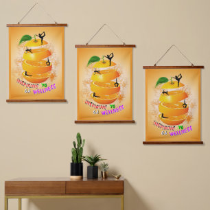 Tapiz Con Marco De Madera Inspirador Yoga Wellness