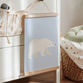 Tapiz Con Marco De Madera Invierno azul dulce Polar Bear Nursery Decoración