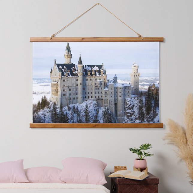Tapiz Con Marco De Madera Invierno en el Castillo Neuschwanstein, Alemania B (Dormitorio)