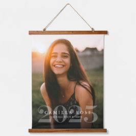 Tapiz Con Marco De Madera Invitación de foto de graduación de negrita Elegan